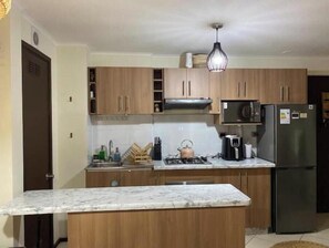 Microwave, oven, stovetop, electric kettle