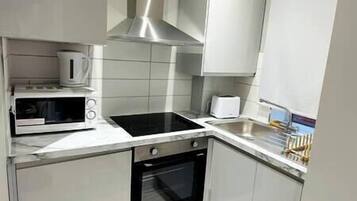 Fridge, microwave, oven, toaster