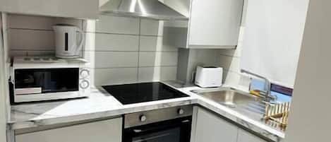 Fridge, microwave, oven, toaster