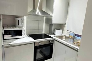 Fridge, microwave, oven, toaster