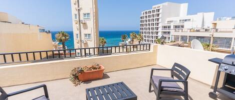 Deluxe Penthouse, 1 Bedroom, Kitchen, Sea View | Terrace/patio
