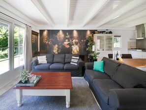 Living room - A Detached Bungalow With Outdoor Fireplace, Covered Terrace and Pond in a Forest Plot (Wateren)