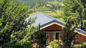 A building with a sloped roof, surrounded by trees and a mountainous landscape. - Chalet Salzburg, Dienten (Dienten am Hochkoenig)