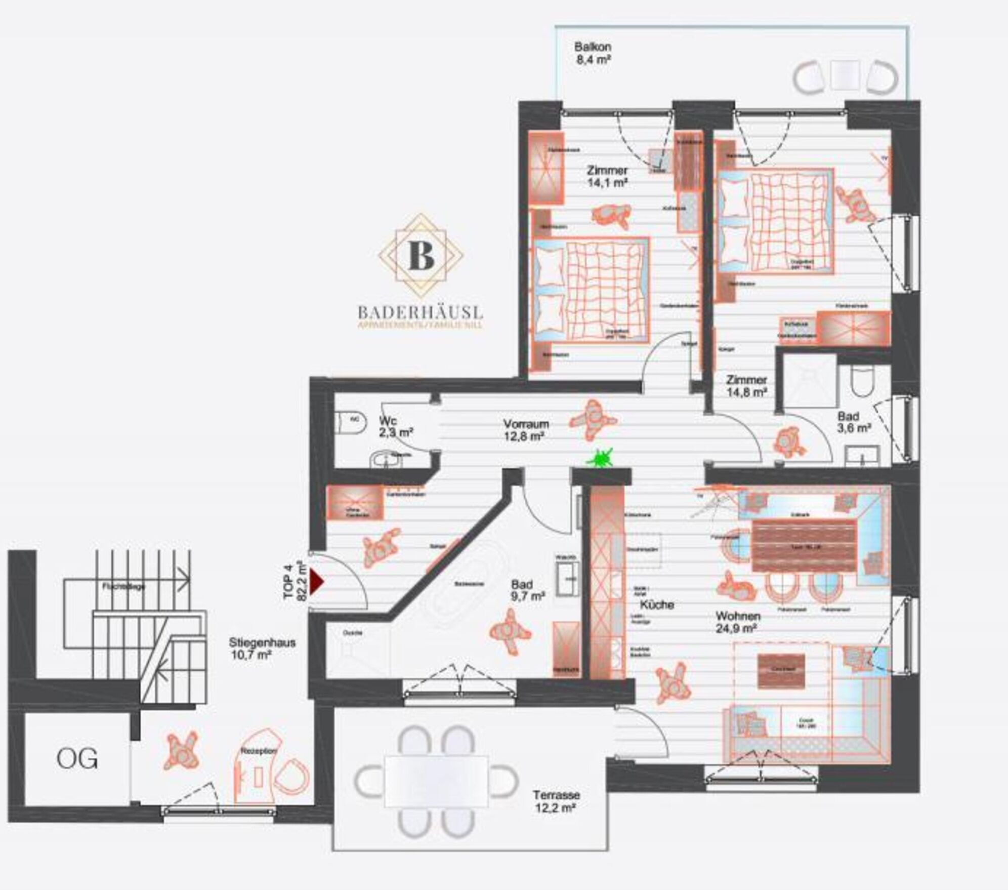 Deluxe Apartment, 2 Bedrooms | Reception