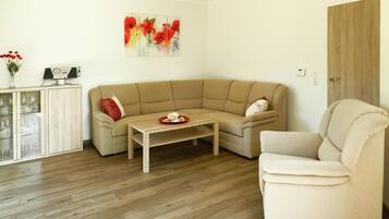 Apartemen Comfort, 2 kamar tidur | Ruang keluarga | Pemutar DVD