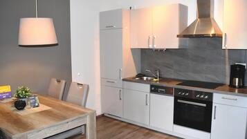 Fridge, oven, dishwasher, coffee/tea maker