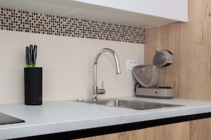 Superior Apartment, 2 Bedrooms, City View | Private kitchen | Fridge, dishwasher, electric kettle, toaster