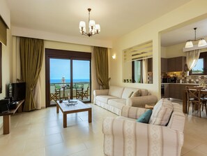 Classic Villa, 3 Bedrooms | Living room | DVD player - New Villa With Private Pool, Privacy, Near sea and Arkadi Monastery on NW Coast (Rethymno)