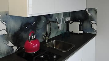 Fridge, electric kettle