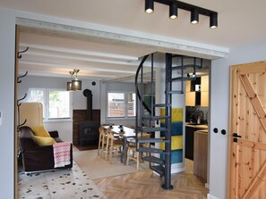 Classic House, 4 Bedrooms | Living room - Semi-detached House Directly on the Lake, Stare Czaple (gmina Stężyca)