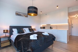 Casa móvil clásica, 1 habitación | 2 dormitorios y ropa de cama