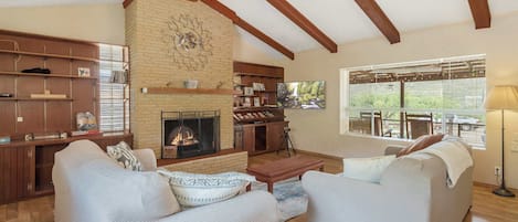 TV, fireplace, video games