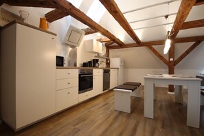 Fridge, microwave, oven, dishwasher