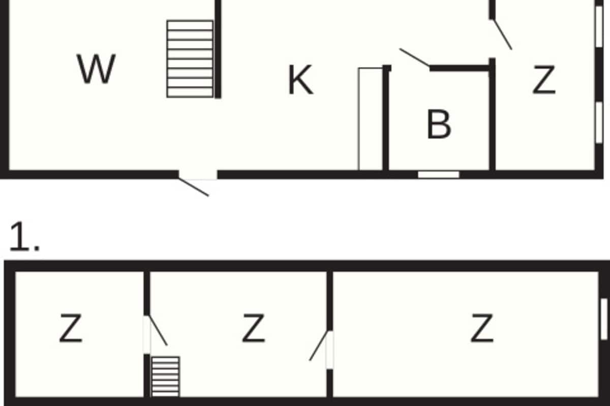 A floor plan with labeled rooms W, K, B, Z, and EG.
