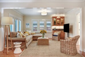 Smart TV, DVD player, books, music library