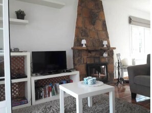 Fernseher, Kamin, DVD-Player
