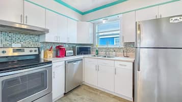 House, Multiple Beds, Kitchen, Beach View (Bungalow by the Beach) | Private kitchen | Fridge, microwave, oven, stovetop