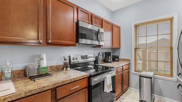 Fridge, microwave, oven, dishwasher