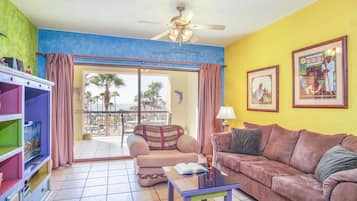 Appart'hôtel, 1 très grand lit et 1 canapé-lit, balcon, vue océan (Princesa De Peñasco D 204) | Coin séjour