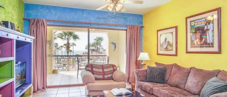 Appart'hôtel, 1 très grand lit et 1 canapé-lit, balcon, vue océan (Princesa De Peñasco D 204) | Coin séjour