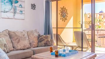 Condo, Multiple Beds, Balcony, Ocean View (Princesa De Peñasco B 201) | Living area | MP3 dock