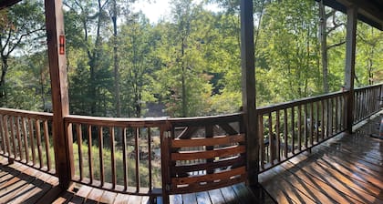 Cozy cabin for 4, 2 King size beds. Porch with view of lake. Full kitchen.