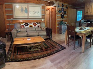 Smart TV, chimenea, libros