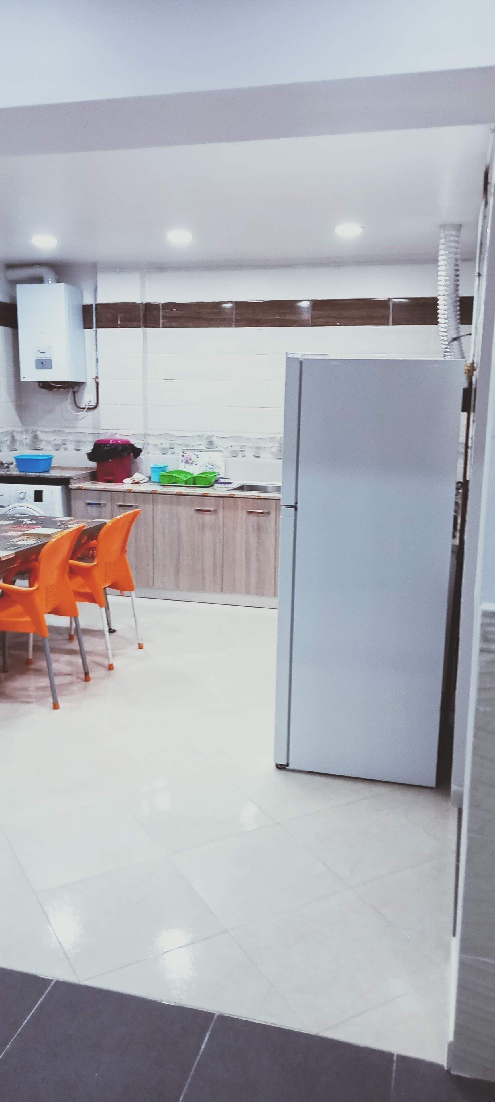 Fridge, microwave, coffee/tea maker, electric kettle