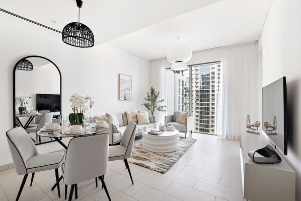 Elite Apartment | Living area - Silkhaus Sobha Hartland Greens (Dubai)