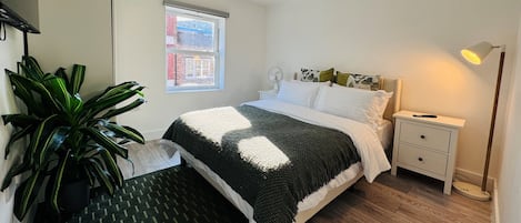 1 bedroom, desk, iron/ironing board, travel cot