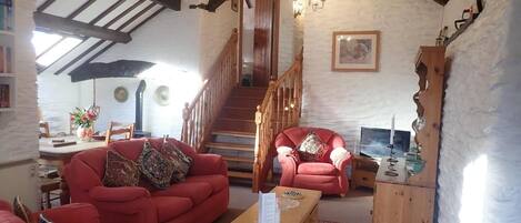 House | Living area | TV, fireplace