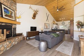 TV, fireplace