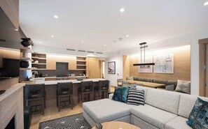 TV, fireplace, stereo
