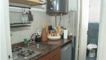 Apartment | Private kitchen | Full-size fridge, microwave, stovetop, toaster