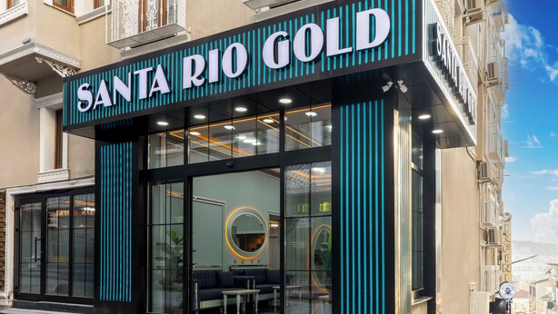 A modern hotel facade with a prominent sign reading "Santa Rio Gold." - Santa Rio Gold Taxim (Istanbul)