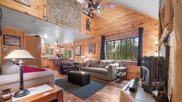 TV, lareira, escritórios