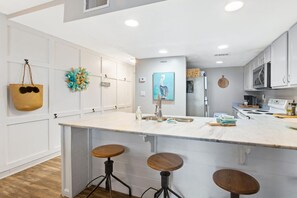 Fridge, microwave, oven, stovetop - Sugar Beach 228 Beachside Two Bedroom (Orange Beach)