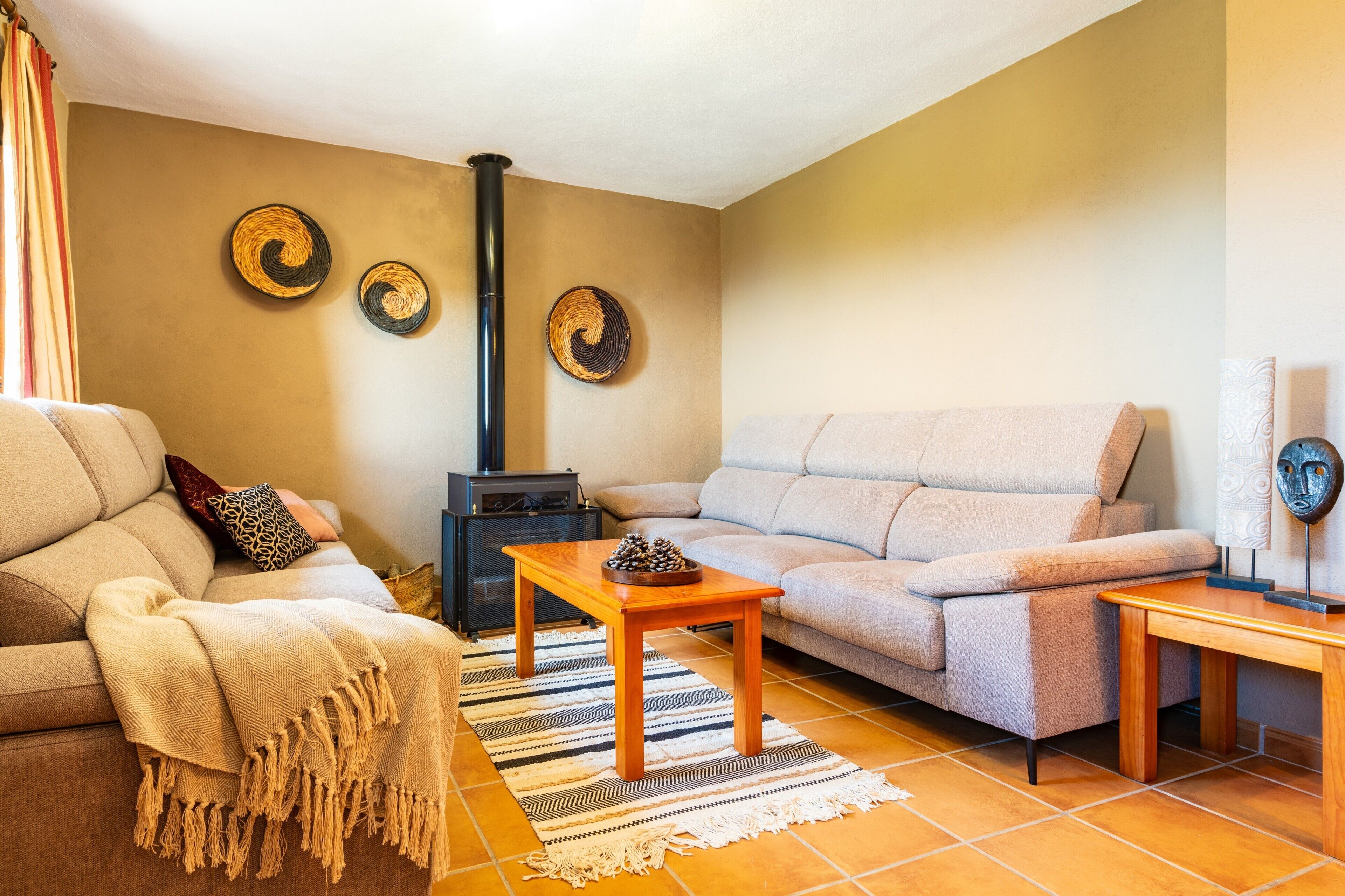 Televisión y chimenea 