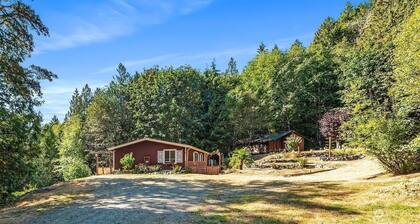 Secluded forest retreat and pond