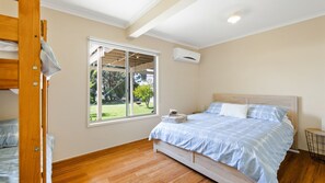 4 bedrooms, iron/ironing board, travel crib, internet