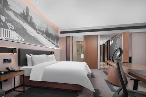 In-room safe, desk, laptop workspace, blackout curtains