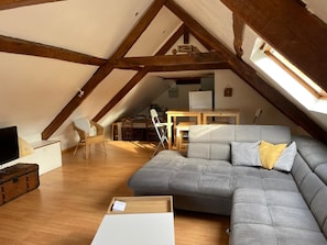 Family Apartment, Multiple Bedrooms, Non Smoking, Pool View | Living area - La Caminade (Bourg-de-Bigorre)
