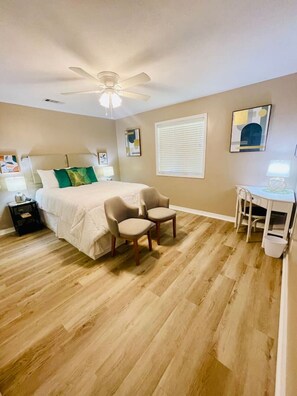 2 bedrooms, desk, iron/ironing board, travel cot