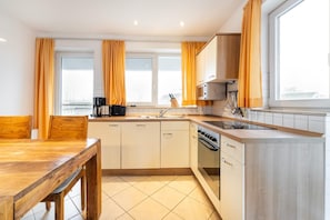 Kühlschrank, Mikrowelle, Herdplatte, Geschirrspüler