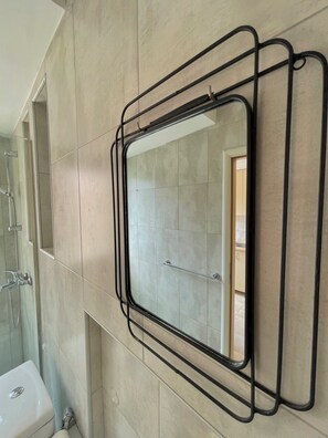 Hair dryer, towels, toilet paper