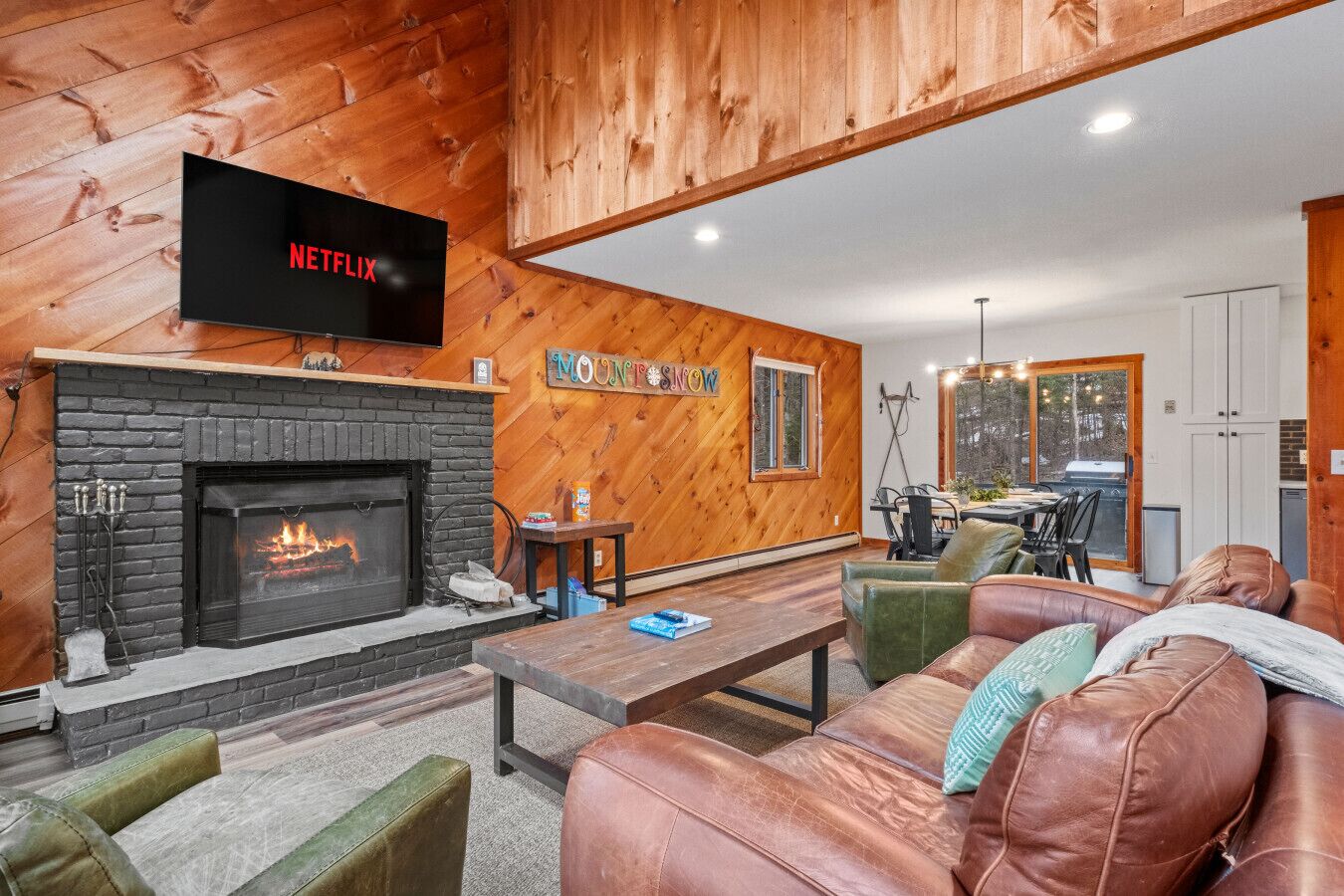 Smart TV, fireplace, video games