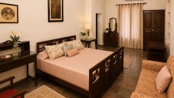 Desk, bed sheets
