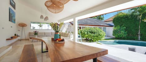 Villa, 3 Bedrooms, Pool View | In-room dining