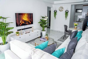Superior Apartment, 1 Bedroom, Balcony, City View | Living area