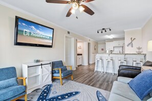 Appart'hôtel Signature, 2 chambres, vue plage, en bord de plage | Salle de séjour